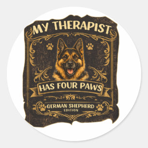 My Therapist Has Four Paws German Shepherd Sticker