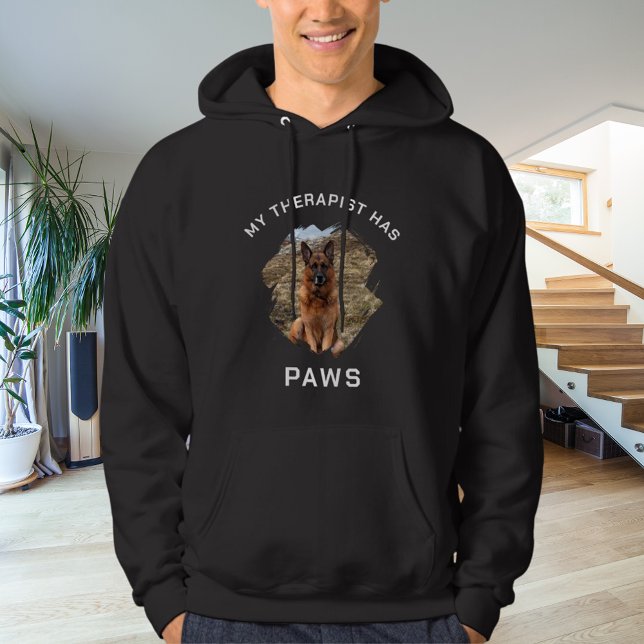My therapist has paws dog photo black hoodie (Creator Uploaded)