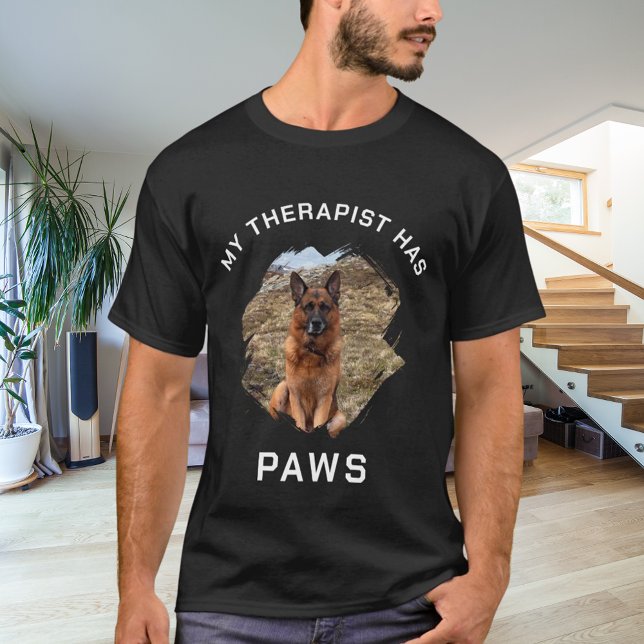 My therapist has paws dog photo black T-Shirt (Creator Uploaded)