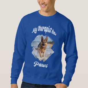 My therapist has paws dog photo joke royal blue sweatshirt