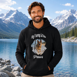 My therapist has paws dog photo quote joke black hoodie