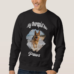 My therapist has paws dog photo quote joke black sweatshirt