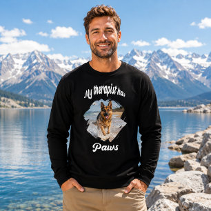 My therapist has paws dog photo quote joke black sweatshirt
