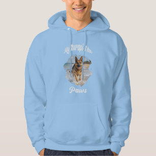 My therapist has paws dog photo quote joke blue hoodie
