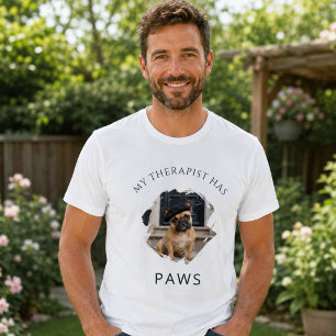 My therapist has paws French Bulldog photo men T-Shirt