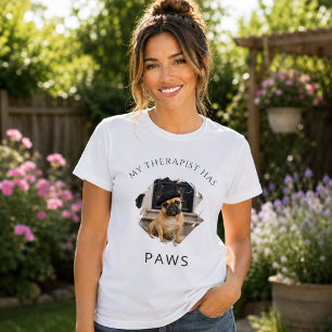 My therapist has paws French Bulldog photo women T-Shirt