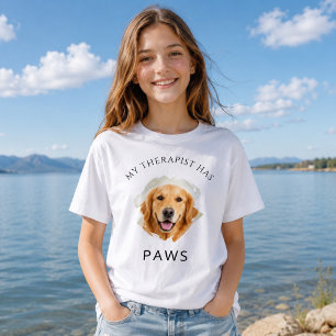 My therapist has paws Golden Retriver photo Girl T-Shirt