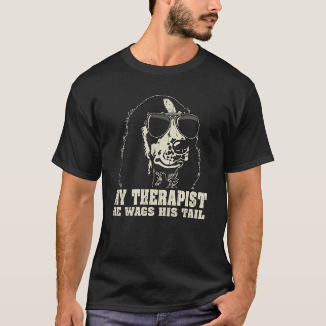 My Therapist He Wags His Tail Cocker Spaniel T-Shirt (Front)