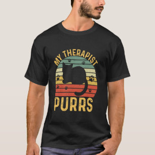 My Therapist Purrs Funny Retro Cat Lover Womens T-Shirt