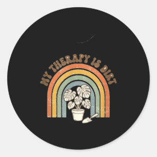 My therapy is dirt retro gardening plant lover gif classic round sticker