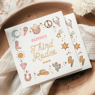My Third Rodeo Disco Cowgirl 3rd Birthday Party Napkin