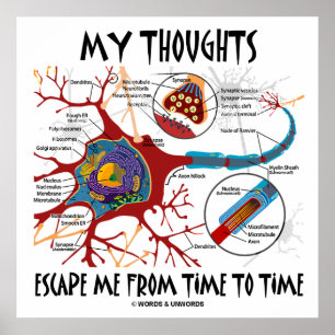 My Thoughts Escape Me Time To Time Neuron Synapse Poster