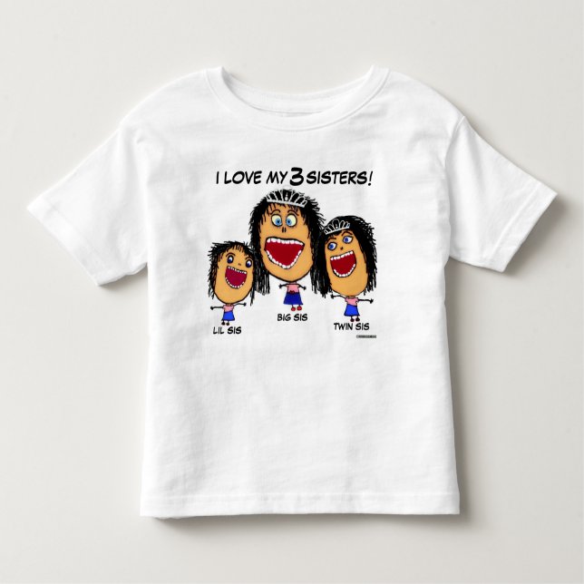 My Three Sisters Cartoon Toddler T-Shirt (Front)