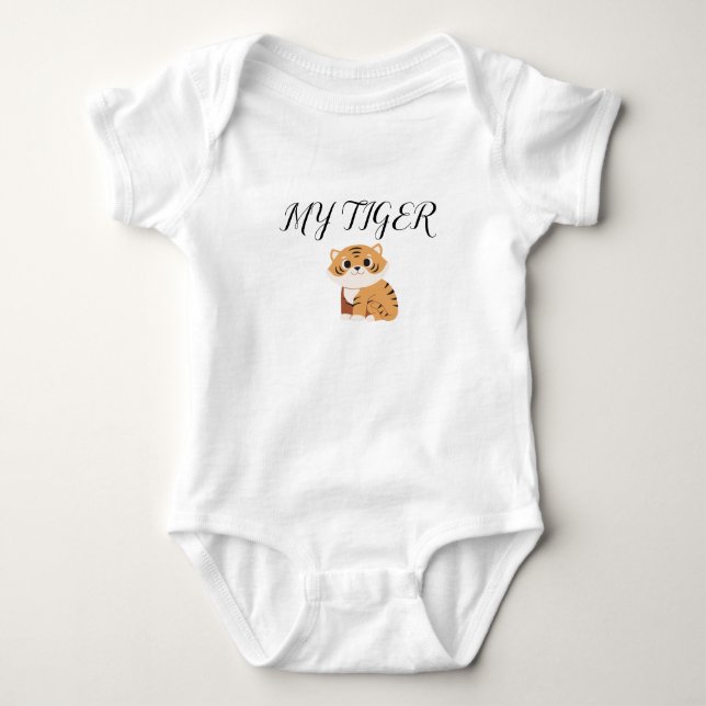 My tiger design baby jersey bodysuit (Front)