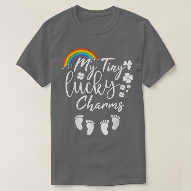 My Tiny Lucky Charms Pregnancy Reveal St Patrick's T-Shirt (Design Front)