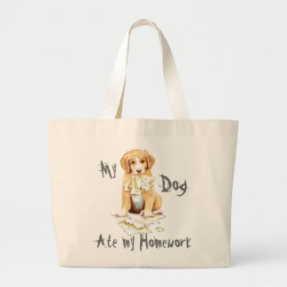 My Toller Ate My Homework Large Tote Bag