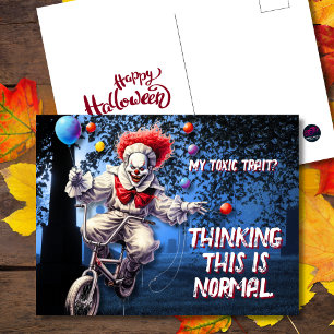 My Toxic Trait Creepy Clown Halloween Holiday Postcard