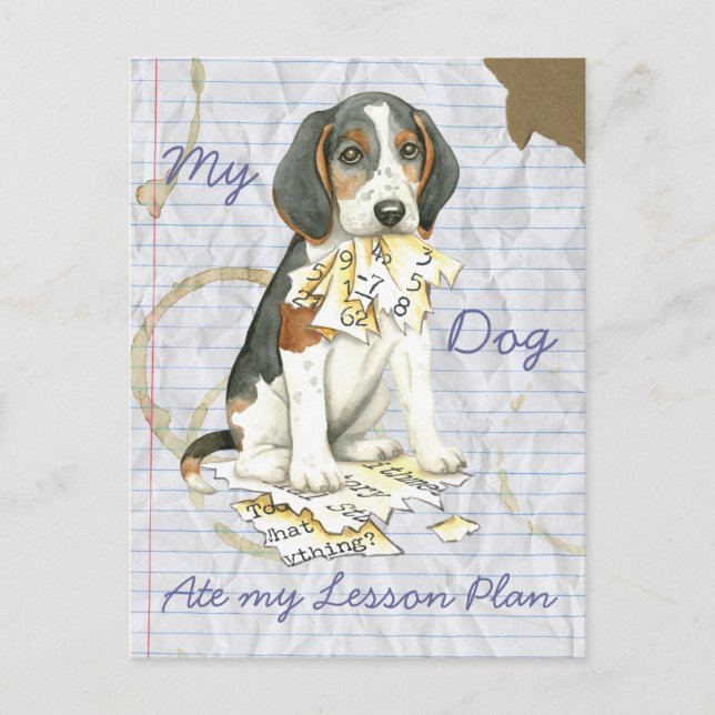 My Treeing Walker Coonhound Ate My Lesson Plan Postcard (Front)