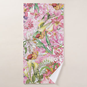My tropical colourful foliage exotic flower garden bath towel set