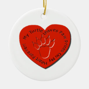 My Turtle Leaves Paw Prints on my Heart Ceramic Tree Decoration