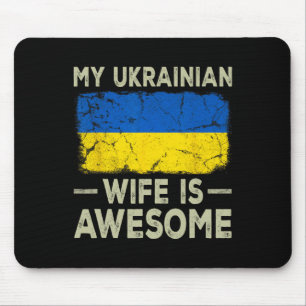 My Ukrainian Wife Is Awesome Ukraine Flag Funny Hu Mouse Pad