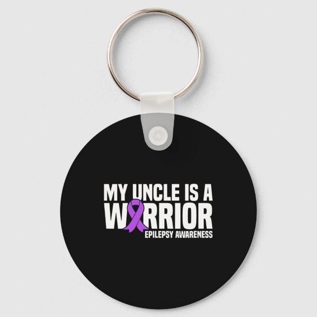 My Uncle is a Warrior Purple Ribbon Epilepsy Aware Key Ring (Front)
