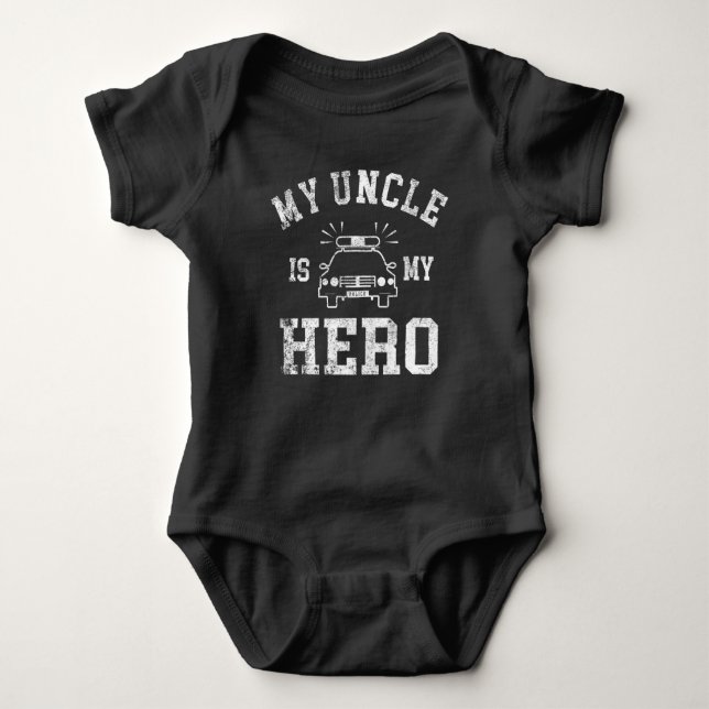 My Uncle Is My Hero - Police Officer Baby Bodysuit (Front)