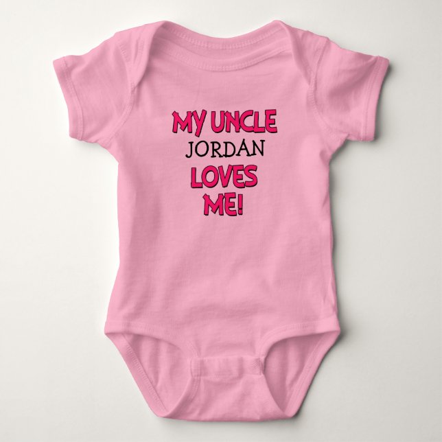 My Uncle Loves Me, Custom niece shirt, baby girl Bodysuit (Front)