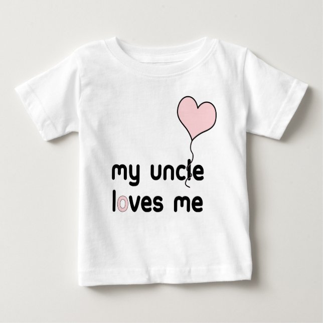 My Uncle loves me light pink Heart Balloon Baby T-Shirt (Front)
