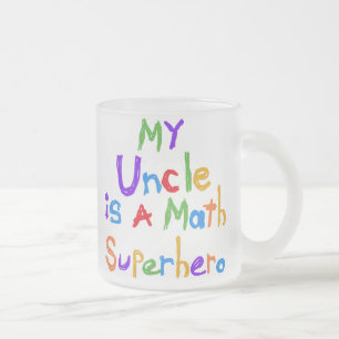 My Uncle Math Superhero T-shirts and Gifts Frosted Glass Coffee Mug