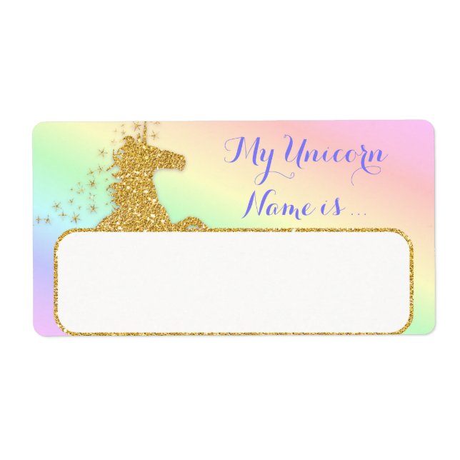 My Unicorn Name Is Label Rainbow & Gold (Front)