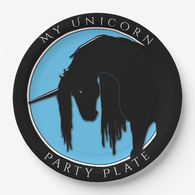 My Unicorn Party (light blue) Paper Plate (Front)