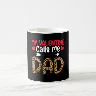 My Valentine Calls Me Dad Leopard Buffalo Plaid Coffee Mug