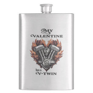 My Valentine has a V-Twin, Biker style Hip Flask