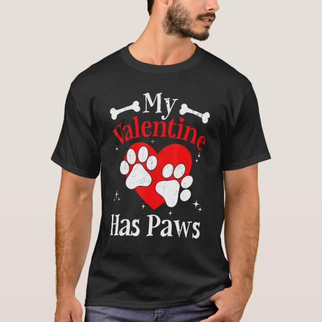 My Valentine Has Paws  Cat Dog  Boys Girls Kids T-Shirt (Front)