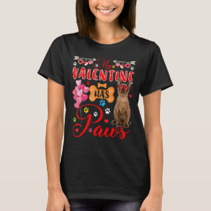 My Valentine Has Paws Cute Burmese Cat Sunglasses T-Shirt