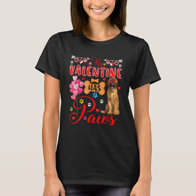 My Valentine Has Paws Cute Leonberger Sunglasses H T-Shirt (Front)