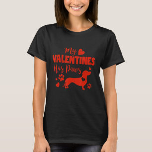 My Valentine Has Paws Dog Dachshund Hearts T-Shirt