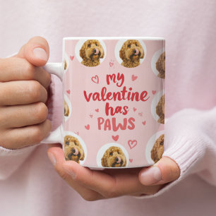 My Valentine Has Paws Personalized Dog Photo Coffee Mug