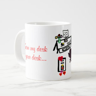 My Valentine Hearts Personalise Name Large Coffee Mug