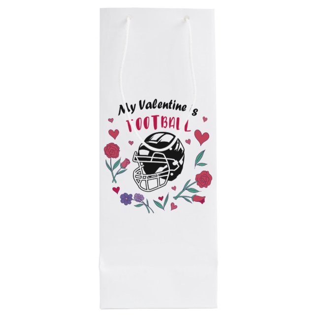 My Valentine is Football Business Card Napkins T-S Wine Gift Bag (Back)