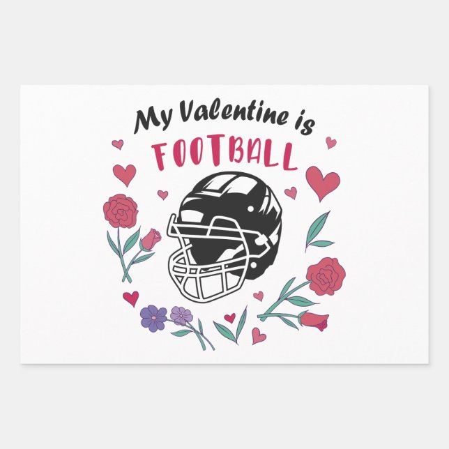 My Valentine is Football Business Card Wrapping Paper Sheet (Front)