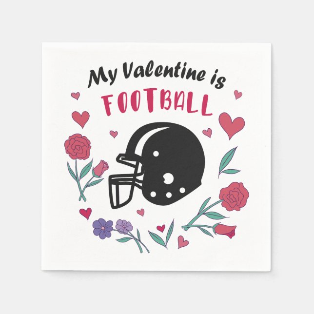 My Valentine is Football Invitation Postcard Napkin (Front)