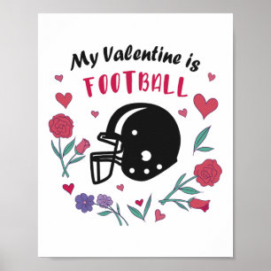 My Valentine is Football Invitation Postcard Poster