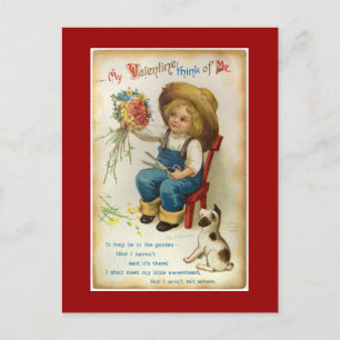 My Valentine Think Of Me Vintage Postcard