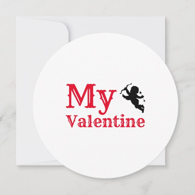 My Valentine Typography Cupid's Arrow Valentine Holiday Card (Front)