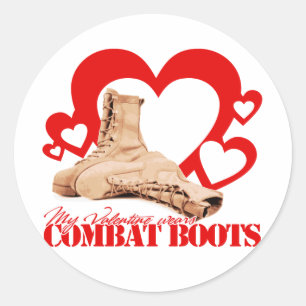 My Valentine Wears Combat Boots Classic Round Sticker