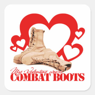 My Valentine Wears Combat Boots Square Sticker