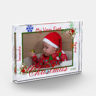 My Very First Christmas Baby Boy Personalised Photo Block