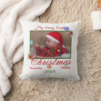My Very First Christmas Baby Photo Personalised Cushion